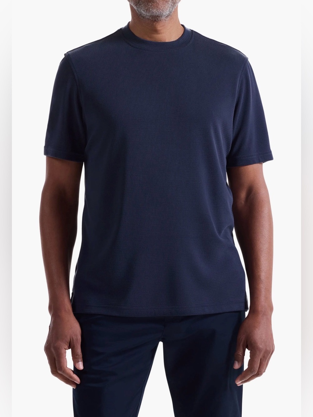 Bugatchi Uomo Orville Men's Navy Ribbed Crewneck T-Shirt Size Large
